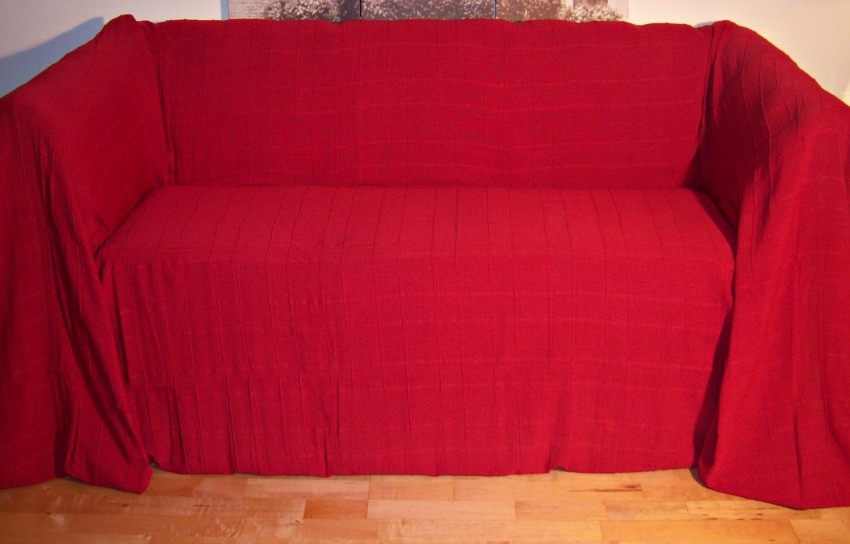 Images of 100% Cotton Red Giant Size 3 Seater Sofa Throw 250 x280 cms 3 seater sofa throws