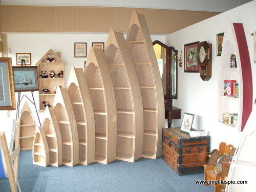 Amazing 4u0027RED Custom Handmade Wood Boat Shelf skiff canoe rowboat bookcase man cave boat shaped bookcase