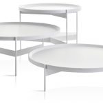 Amazing Abaco Modern Round Cocktail Table With Portable Tray, White Anti-Scratch,  Tall round contemporary coffee tables