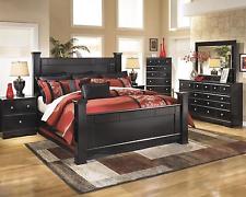 Amazing Ashley Shay B271 King Size Poster Bedroom Set 6pcs in Almost Black black king size bedroom set