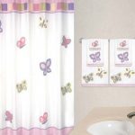 Amazing Butterfly Fabric Bath Shower Curtain for Girls - Pink, White u0026 Lavender white butterfly curtains