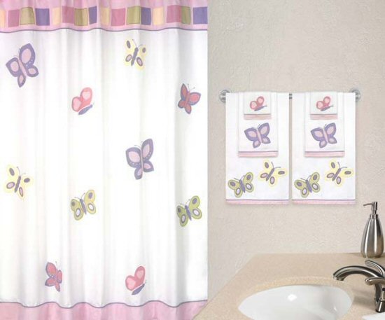 Amazing Butterfly Fabric Bath Shower Curtain for Girls - Pink, White u0026 Lavender white butterfly curtains