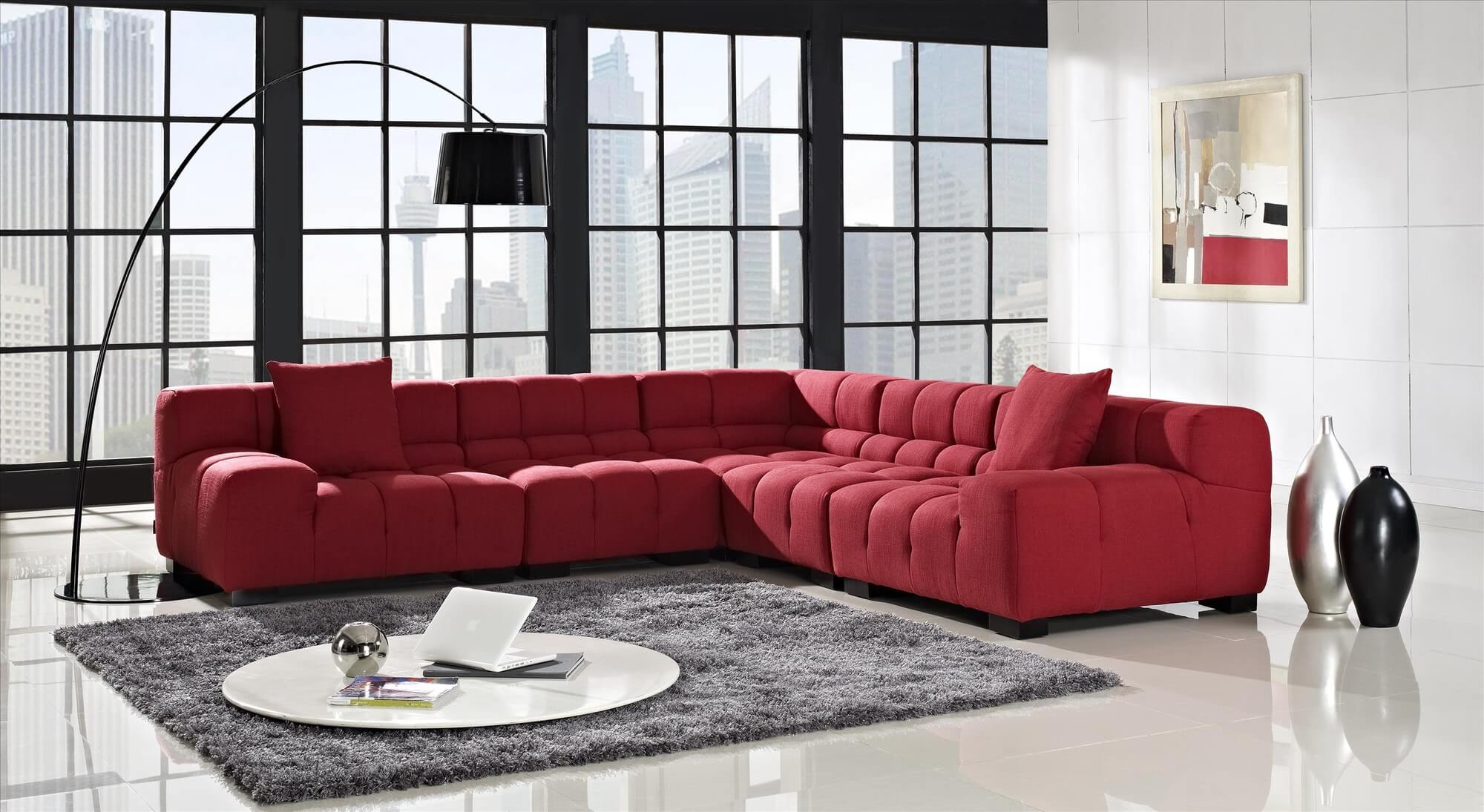 Amazing Creative Furniture Tufted Red Sectional red sectional sofa