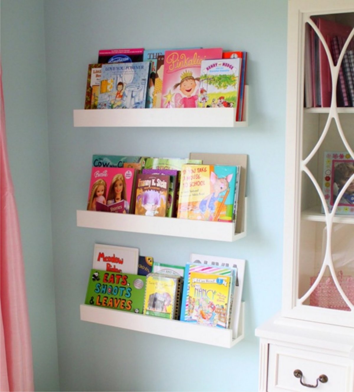 Amazing DIY White Minimalist Wall-Mounted Book Shelves for Little Girls Bedroom  Decoration - wall mounted bookshelves for kids