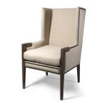 Amazing French Modern Angled Linen Nailhead Wing Chair - Armchairs And Accent Chairs modern wingback chair