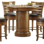 Amazing Hammary Hidden Treasures 5-Piece Round Pedestal Pub Table Set in Oak round pub table sets