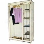 Amazing KMS Large Double Beige Canvas Wardrobe Steel Frame Non-woven Fabric Cover portable wardrobe with cover