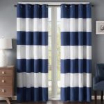 Amazing Regency Heights Parker Stripe 84-Inch Grommet Top Window Curtain Panel in  Navy/White navy blue and white curtains