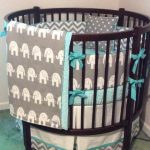 Amazing Round Crib Bedding Set Aqua Gray and White Elephants Deposit round baby cribs
