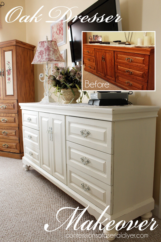 Amazing This was a dated oak dresser that was brought to life with painted oak bedroom furniture