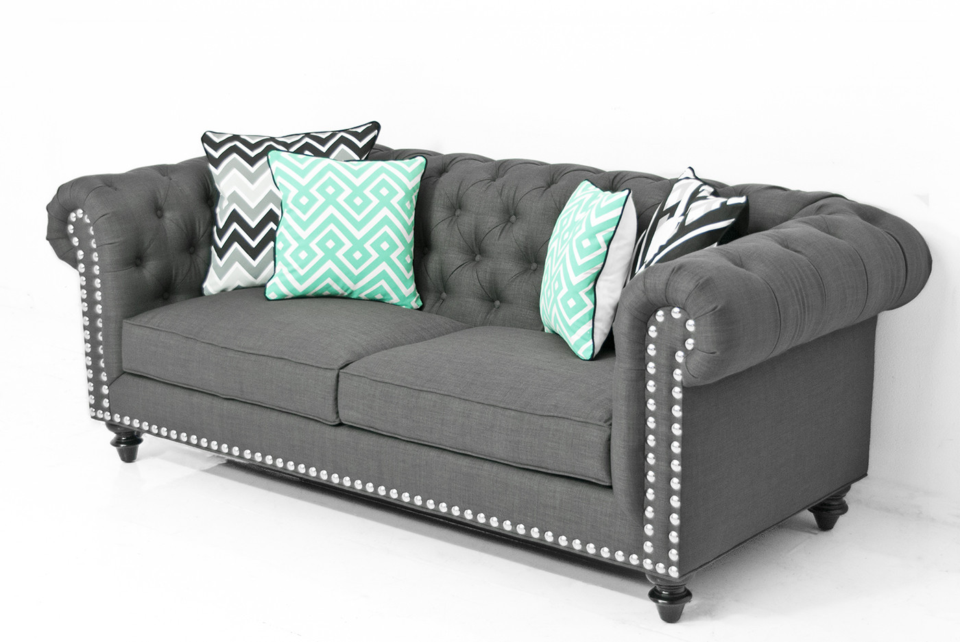 Awesome Chesterfield Sofa in Charcoal Linen linen chesterfield sofa