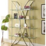 Awesome Chrome metal finish x design shelf unit with glass shelves 29720 glass shelving unit