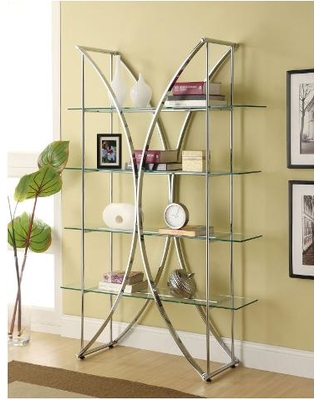 Awesome Chrome metal finish x design shelf unit with glass shelves 29720 glass shelving unit