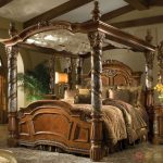 Awesome Villa Valencia Cal King Luxury Poster Canopy Bed Marble Posts Aico Michael king size canopy bedroom sets