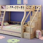 Awesome wooden bunk beds with movable stairs and trundle bunk beds for kids with stairs