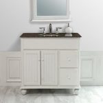 Amazing Snow White Single Sink Bathroom Vanity With Granite Top And Mirror From beadboard bathroom vanity