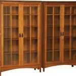 Beautiful Arts and Crafts Double Bookcase with Four Doors solid wood bookcases with doors