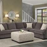 Beautiful Casual 2P Brown Chenille Sectional Sofa Ottoman Set Feather Down Blend chenille sectional sofa
