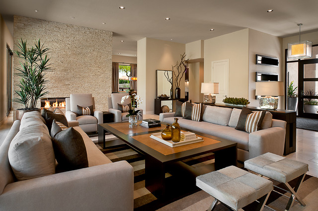 Beautiful Contemporary Living Room by Ownby Design modern large living room designs
