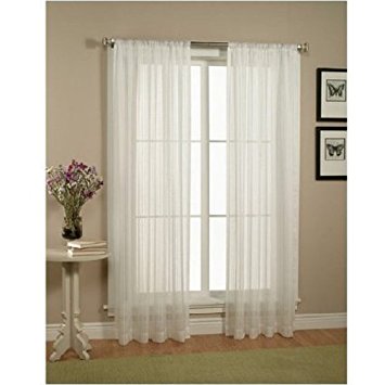 Beautiful Elegant Comfort 2-Piece Solid White Sheer Window Curtains /drape/panels/treatment white sheer curtains
