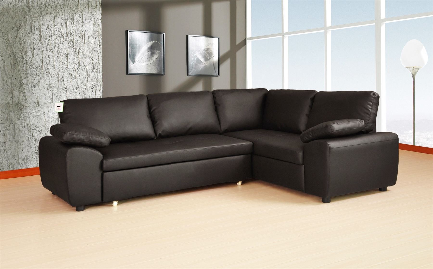 Beautiful enzo right hand bonded leather corner sofa u0026 sofabed with storage black black leather corner sofa bed