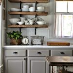 Beautiful gray cabinets u0026 rustic open shelves looks great together kitchen cabinet shelving ideas
