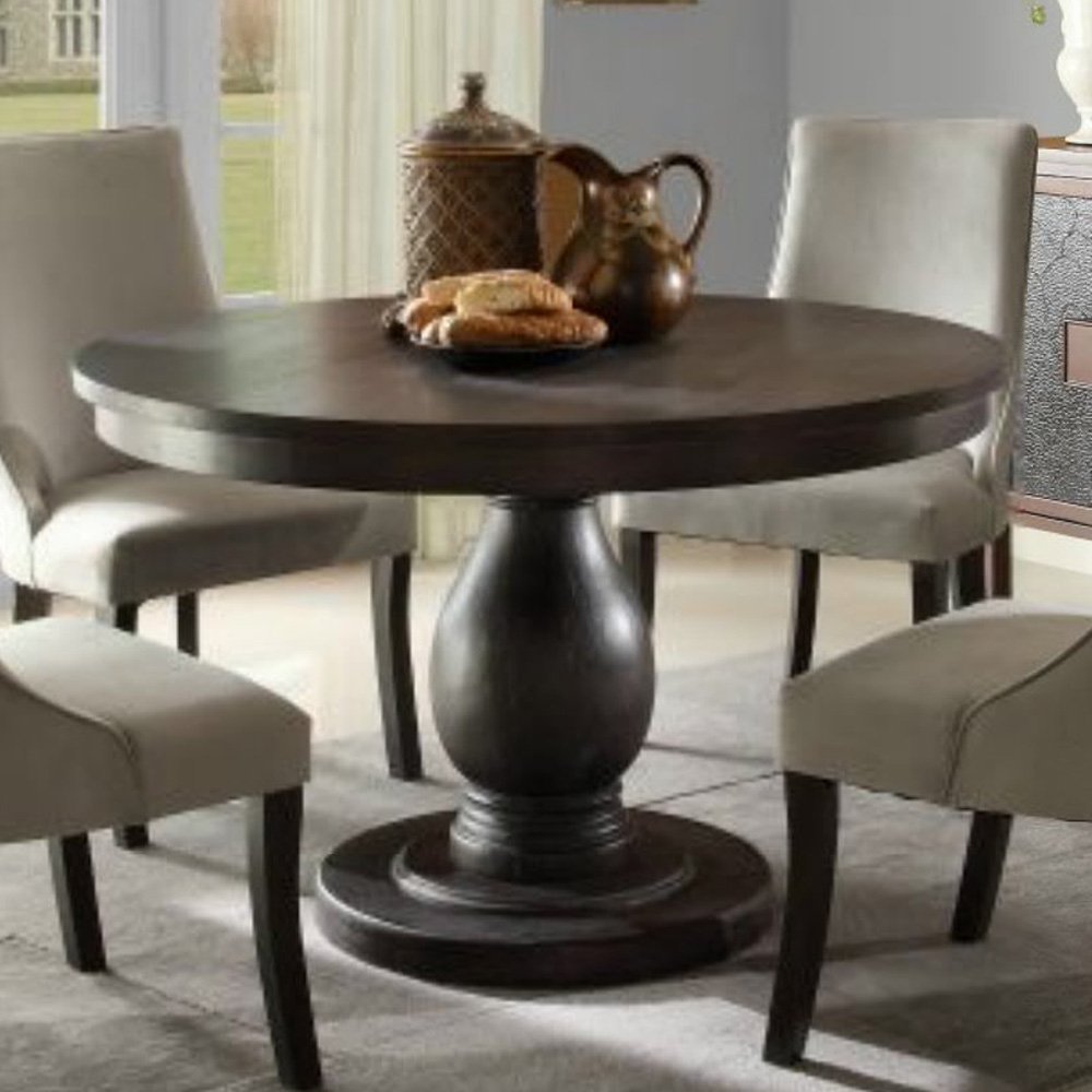 Beautiful Homelegance Dandelion Round Pedestal Dining Table in Distressed Taupe round pedestal dining table