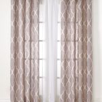 Beautiful Layer patterned panels in front of sheer panels for windows around kitchen window curtain design