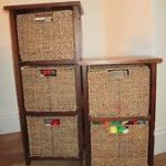 Beautiful pair of seagrass storage units / wicker / rattan baskets shelf cabinet storage baskets for shelves