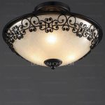 Beautiful Rustic Black Glass Shade Semi Flush Ceiling Light For Bedroom flush bedroom ceiling lights