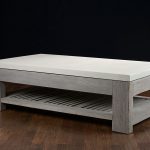 Beautiful Slatted Teak and Concrete Outdoor Coffee Table outdoor concrete coffee table