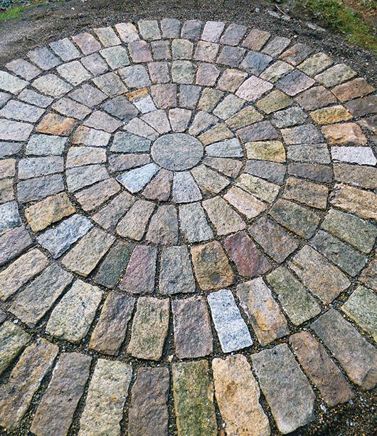 Beautiful This pattern paired with a free standing round bath would be excellent. circular patio stones