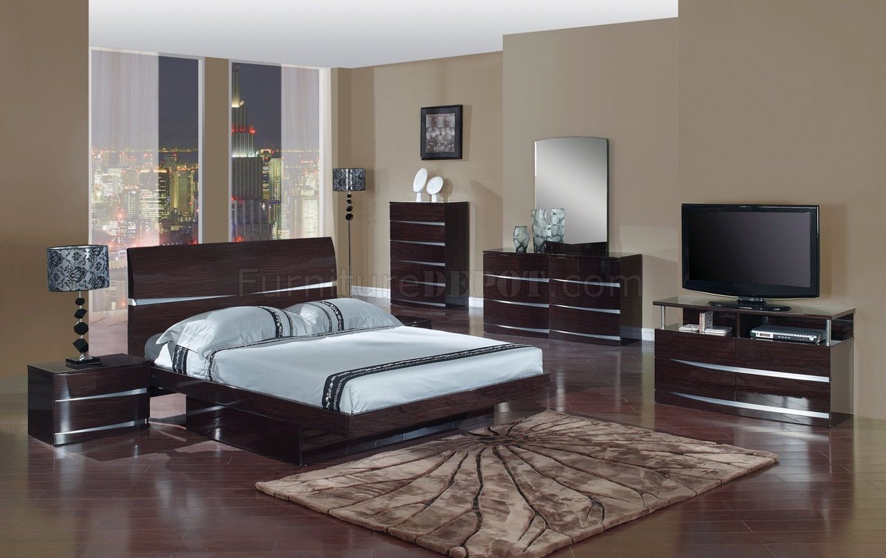 Beautiful Wenge Finish Modern Stylish Bedroom Set w/Optional Casegoods modern bedroom furniture sets