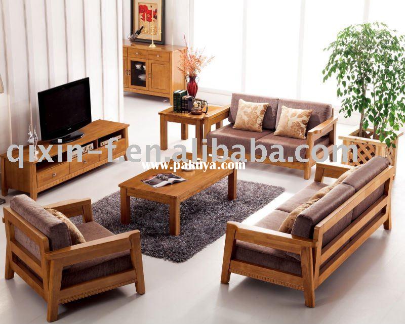 Beautiful wooden living room sofa F001-2 More modern wooden sofa sets for living room