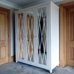 Amazing Free standing lacquered wardrobe with antique mirror diamond doors. bespoke free standing wardrobes
