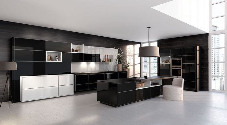 Best AlnoSara www.alno-usa.com Black and white glass kitchen cabinets. | Alno  Kitchens | alno kitchen cabinets