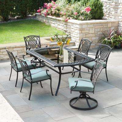 Best Belcourt 7-Piece Metal Outdoor Dining Set with Spa Cushions outdoor patio dining furniture
