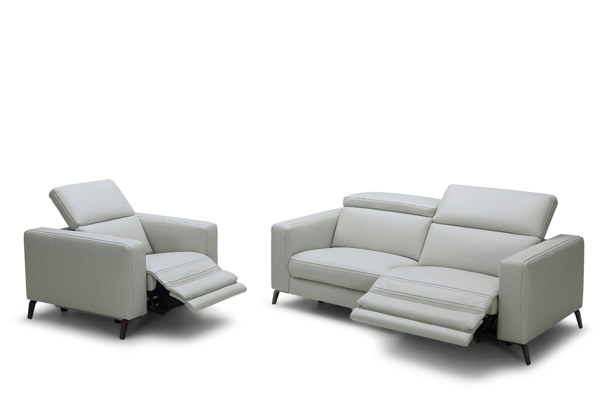 Best Divani Casa Roslyn Modern Grey Leather Sofa Set w/ Recliners modern sofa sets