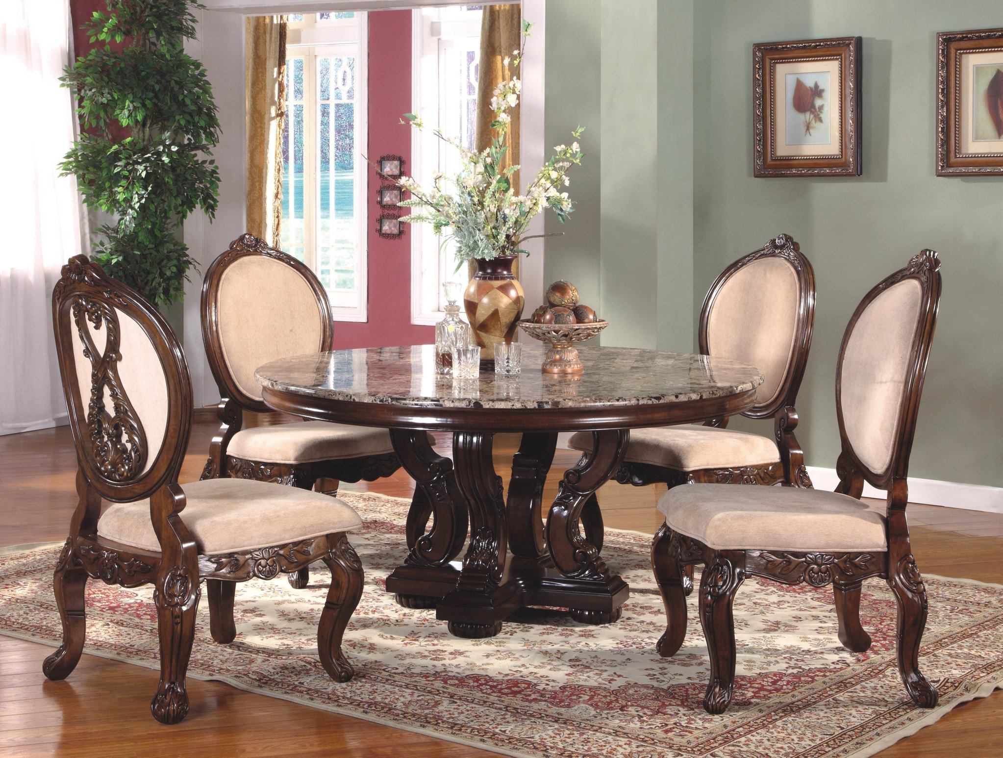 Best French Country Dining Room Set with Round Table u0026 Metal Accents - Formal formal round dining room sets