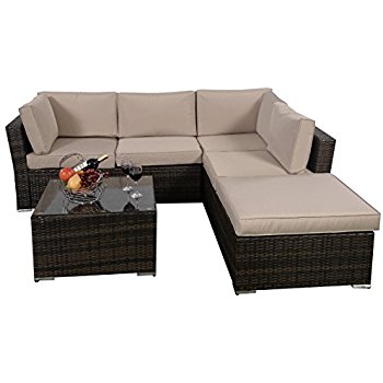 Best Giantex 4pc Patio Sectional Furniture Pe Wicker Rattan Sofa Set Deck Couch rattan sofa set