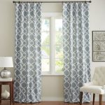 Best Kendra Trellis Pole Pocket Drape, 50 x 84 blue and white curtains