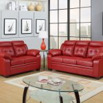 Best Red Apartment Sized Casual Contemporary Bonded Leather Living Room Sofa  Love red sofa set