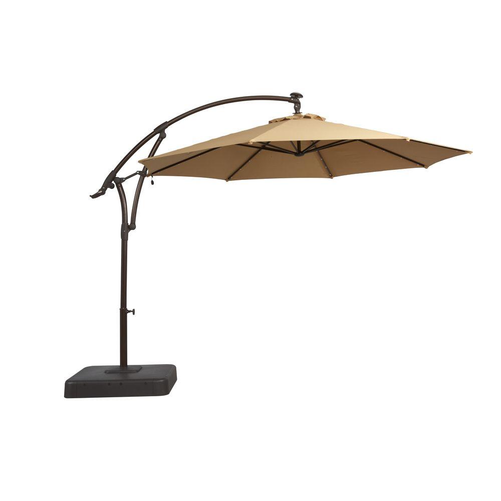 Best Solar Offset Patio Umbrella in Cafe-YJAF052-CAFE - The Home Depot offset patio umbrella