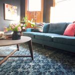 Best Teal Sofa, Black Walls, Blue Loloi Rug | Making it Lovely loloi rugs journey collection