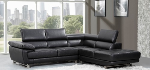 Best Valencia Corner Midnight Black H8582RHF black leather corner sofa