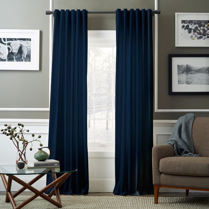 Best Velvet Pole Pocket Curtain - Regal Blue | west elm blue velvet curtains