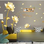 Best Wall Stickers 165*145cm Golden Flowers Tulip Wall Decals Wall Sticker Home wall stickers home decor