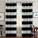 Elegant Turquoize Nautical Blackout Curtains(2 PANELS), Room Darkning, Grommet Top,  Light Blocking black and white striped curtains