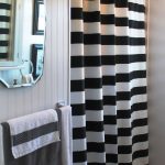 Cute 3 black and white striped shower curtain