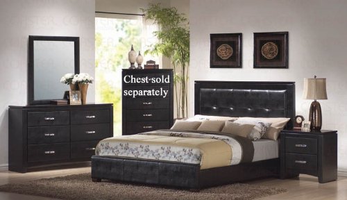 Pictures of Amazon.com: 4pc King Size Bedroom Set in Black Finish: Kitchen u0026 Dining black king size bedroom set